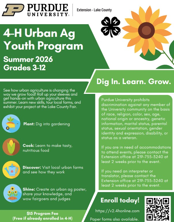 4-H Urban Ag Youth Program  Porter County 4-H Hub